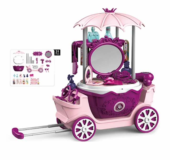 Новейшая корзина-чемодан 4 в 1 ролевая игра детская тележка стол-тележка кухонная игрушка для приготовления пищи