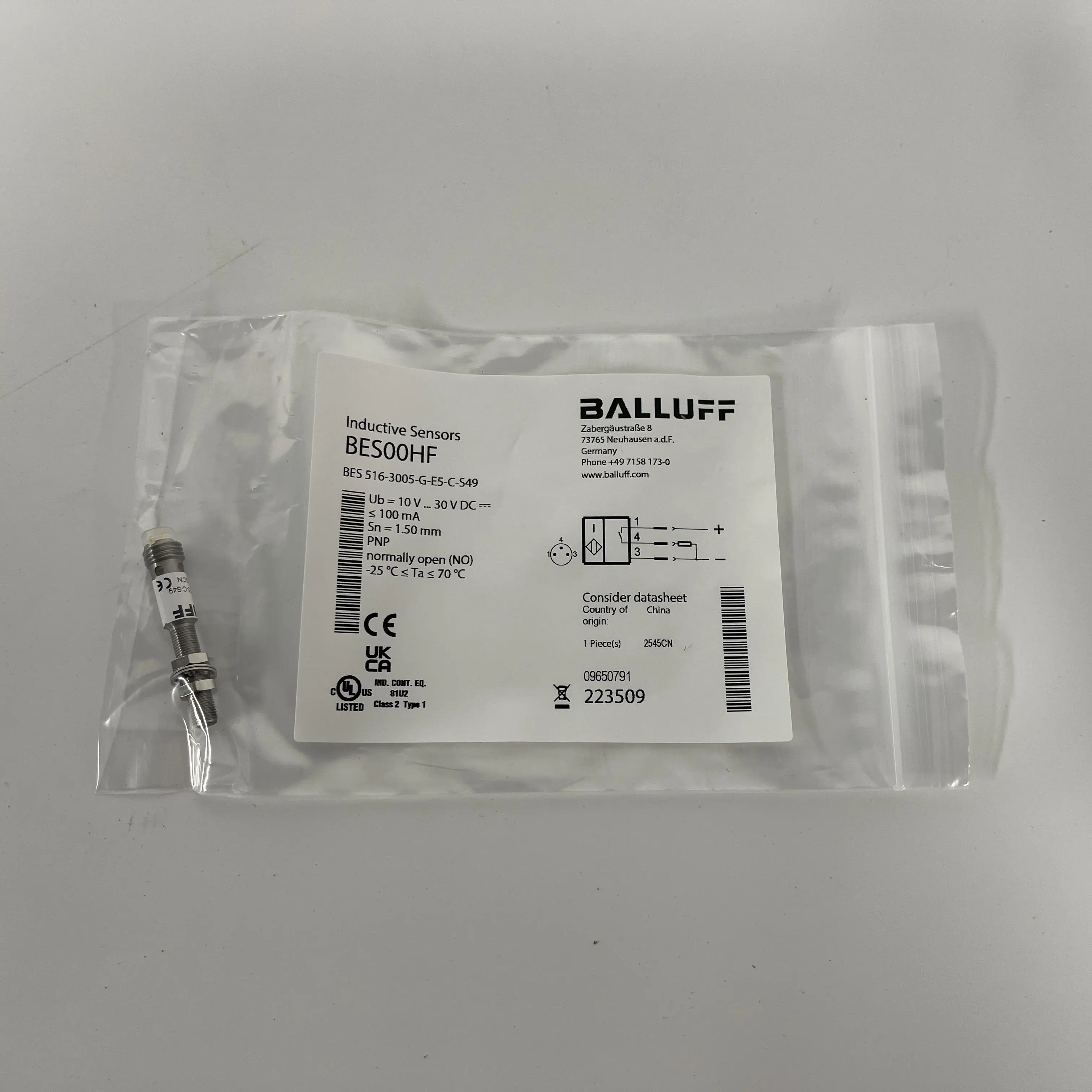 BALLUFF Inductive Sensor BES 516-3005-G-E5-C-S49 BES00HF BALLUFF Inductive Sensor BES 516-3005-G-E5-C-S49 BES00HF