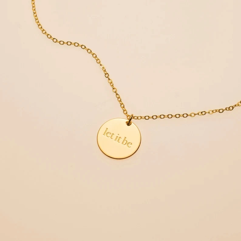 Let It Be Positive Quote Necklace Zen Words Motivational Jewelry for Women Men