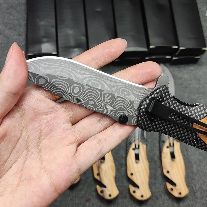 X50 Stainless Steel Camping Survival Hunting Olive Wood Handle Edc