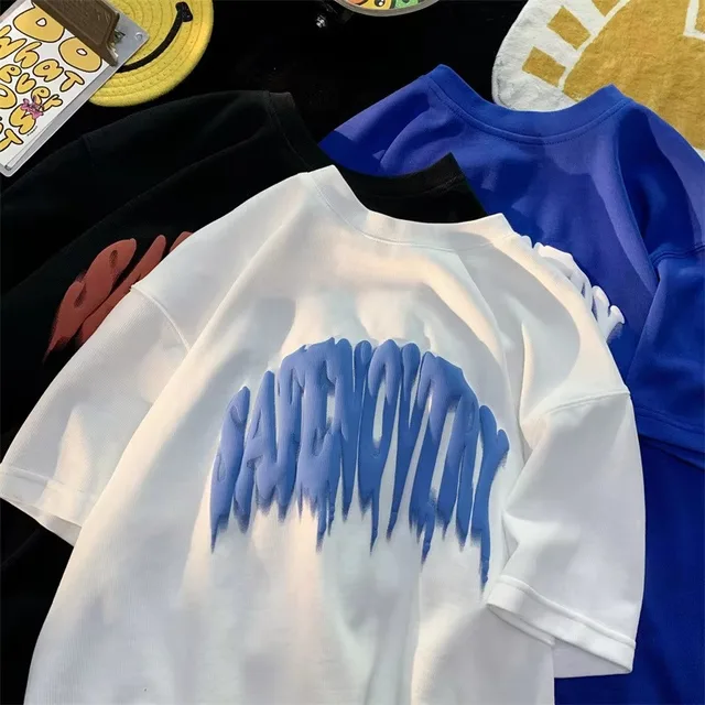 High Quality Summer Heavy Puff Printing Quality Excellent 100% Cotton T Shirt logo Custom Men love Blank Solid Color T-shirt