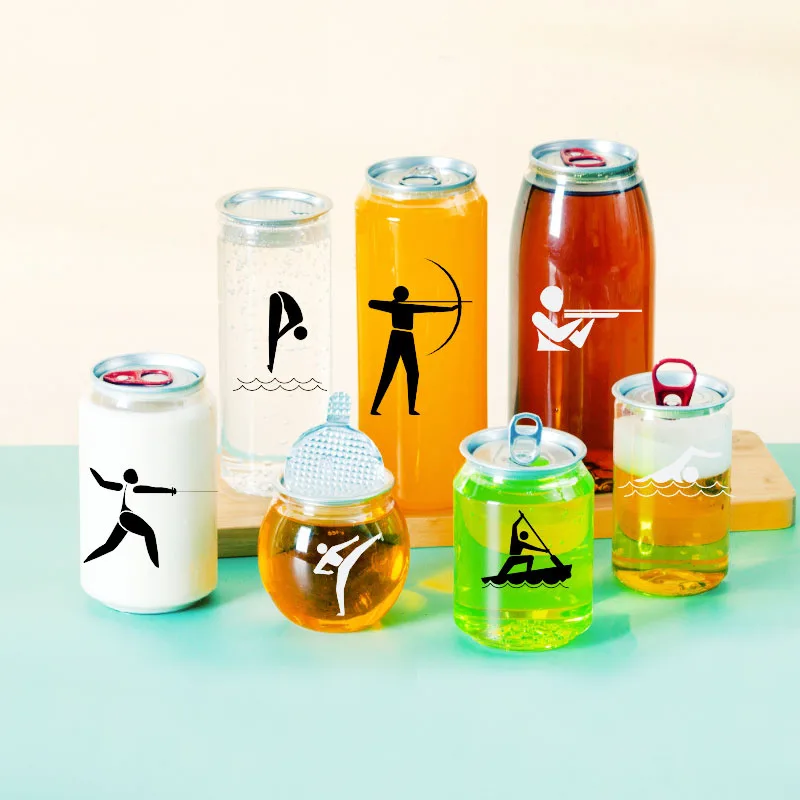 250ml 330ml 500ml 650ml Transparent Soda Cans Plastic Juice Bottles Pet Cans With Easy Opening Cap
