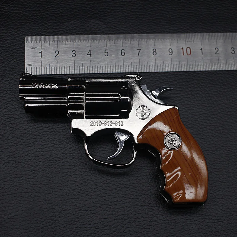New Revolver Lighter 1 1 Metal Revolver +leather Type With Led Gas Gun