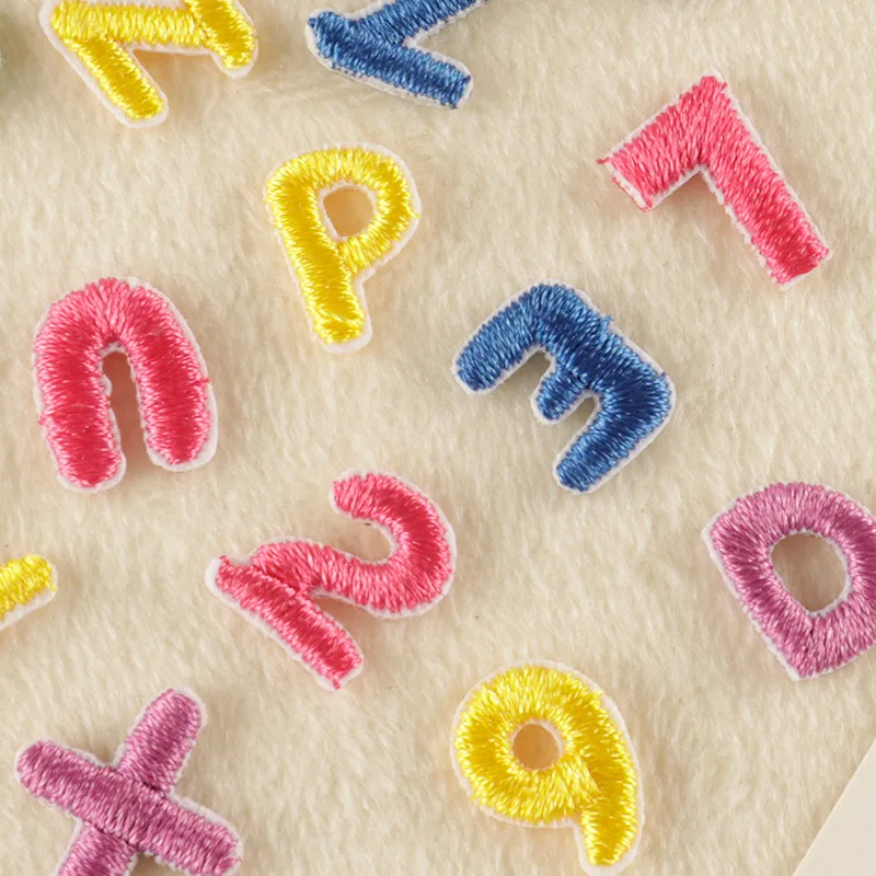 In Stock Small Size Colorful 3d Embroidery Patch Iron on Number Letter Patches