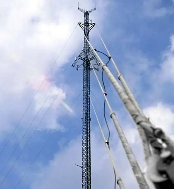 Mobil Cell Site Signal Transmission Telecom Triangle Steel Pole Guyed Communication Tower supplier