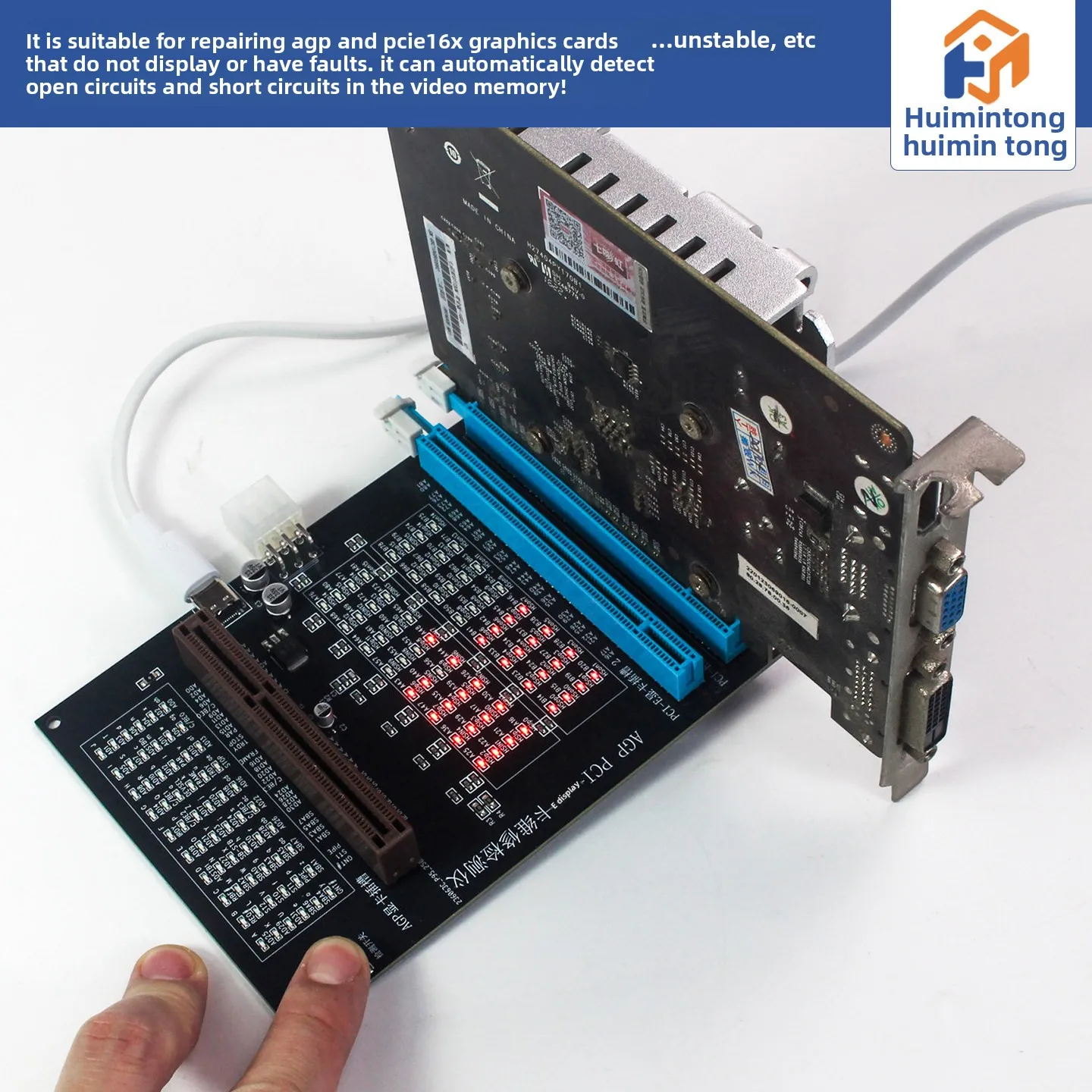 HMT PC AGP PCI-E X16 Dual-Purpose Display Video Graphics Card Checker Tester Diagnostic Analyzer Repair Tools With Light