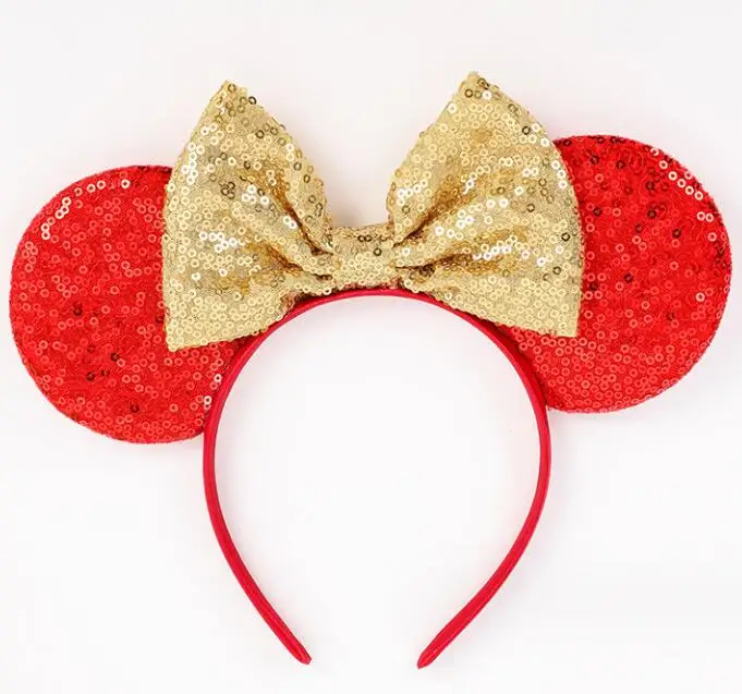 Amusement Park Cute Cartoon Mouse Ears Flower Sequin Bow Glitter Girl ...