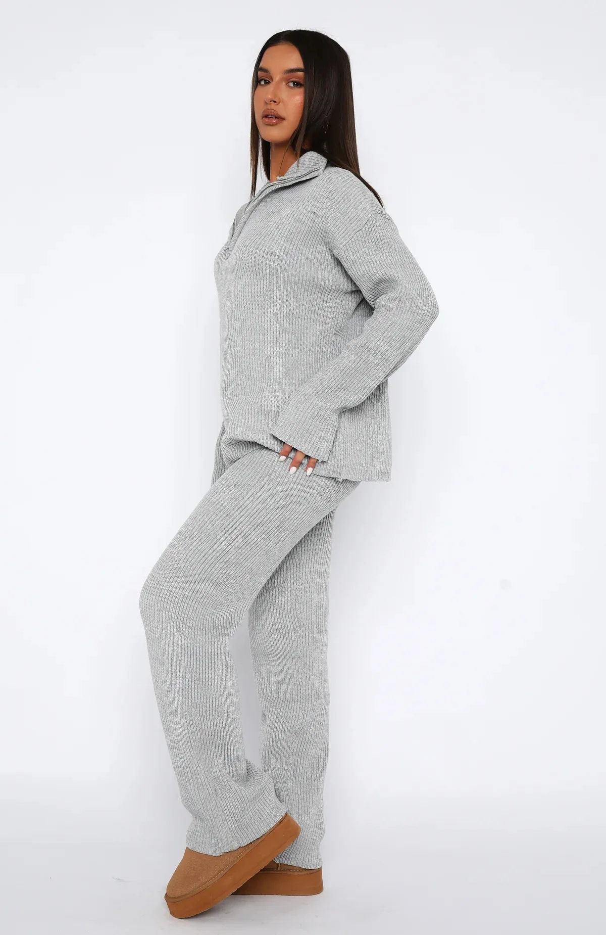 Comfortable Women's Casual Knitting Set With Long Sleeve Top