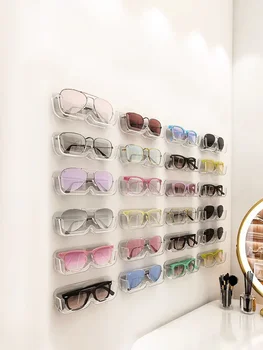 Lot De 2 Présentoirs à Lunettes En Plastique - 35x10 Cm - Rangement Pour 5 Paires, Transparent Et Noir