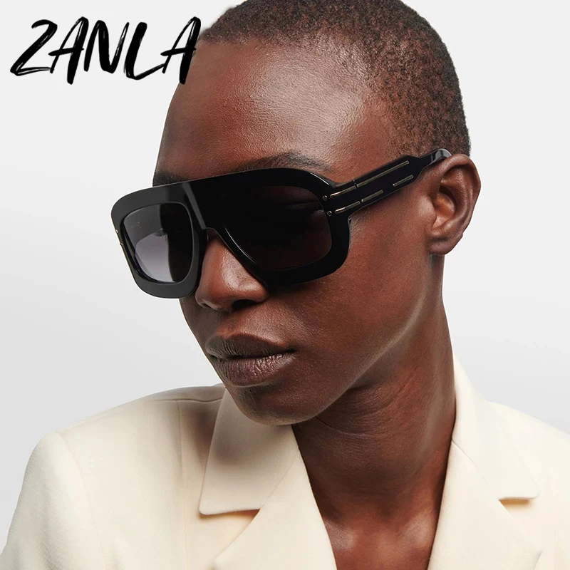2024 Designer Oversized Black Square Sunglasses for Women