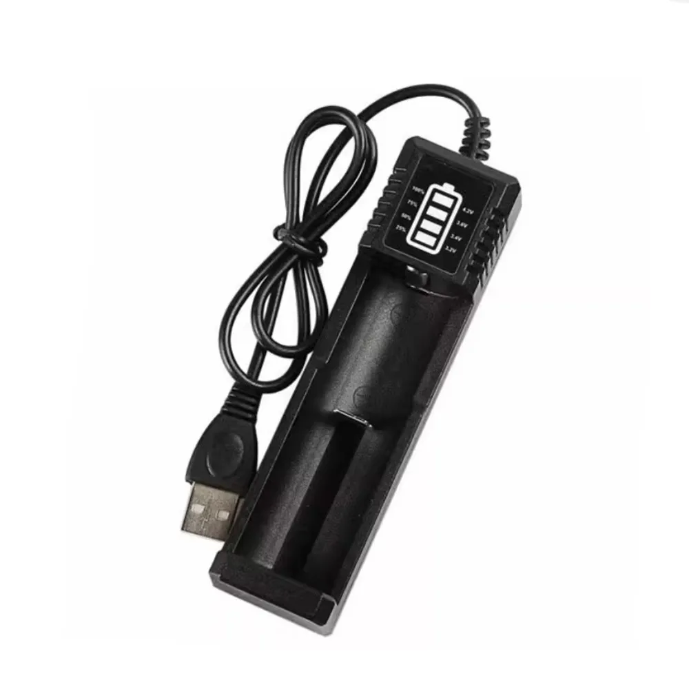 Chargeur USB Pour Piles Lithium 18650, 16340, 14500, 26650 - 3.7V, Courant 500mA, Protections Intégrées - 1 Fente - 3
