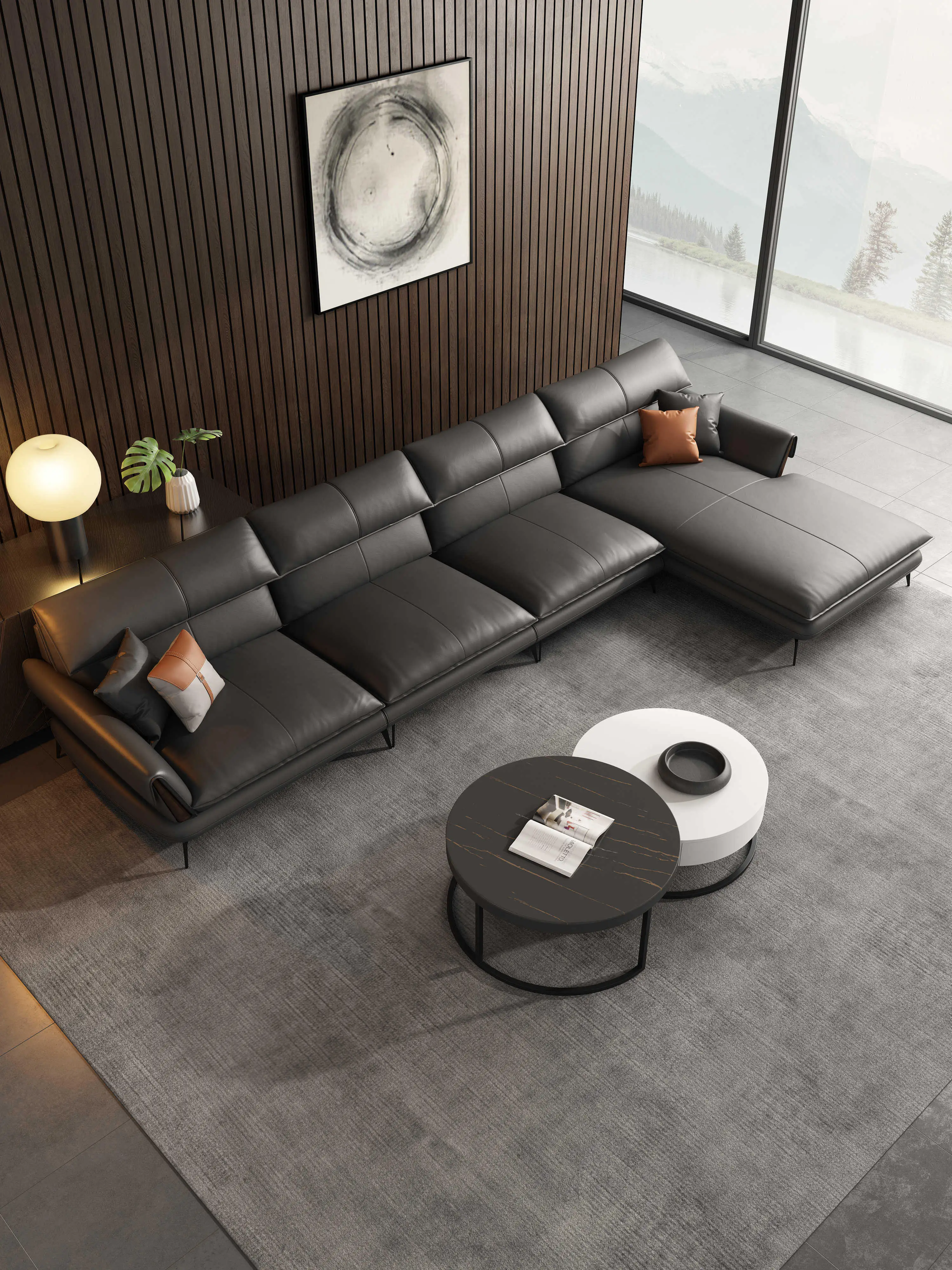Wholesale Italian Leather Sofa Set for Modern Living Rooms