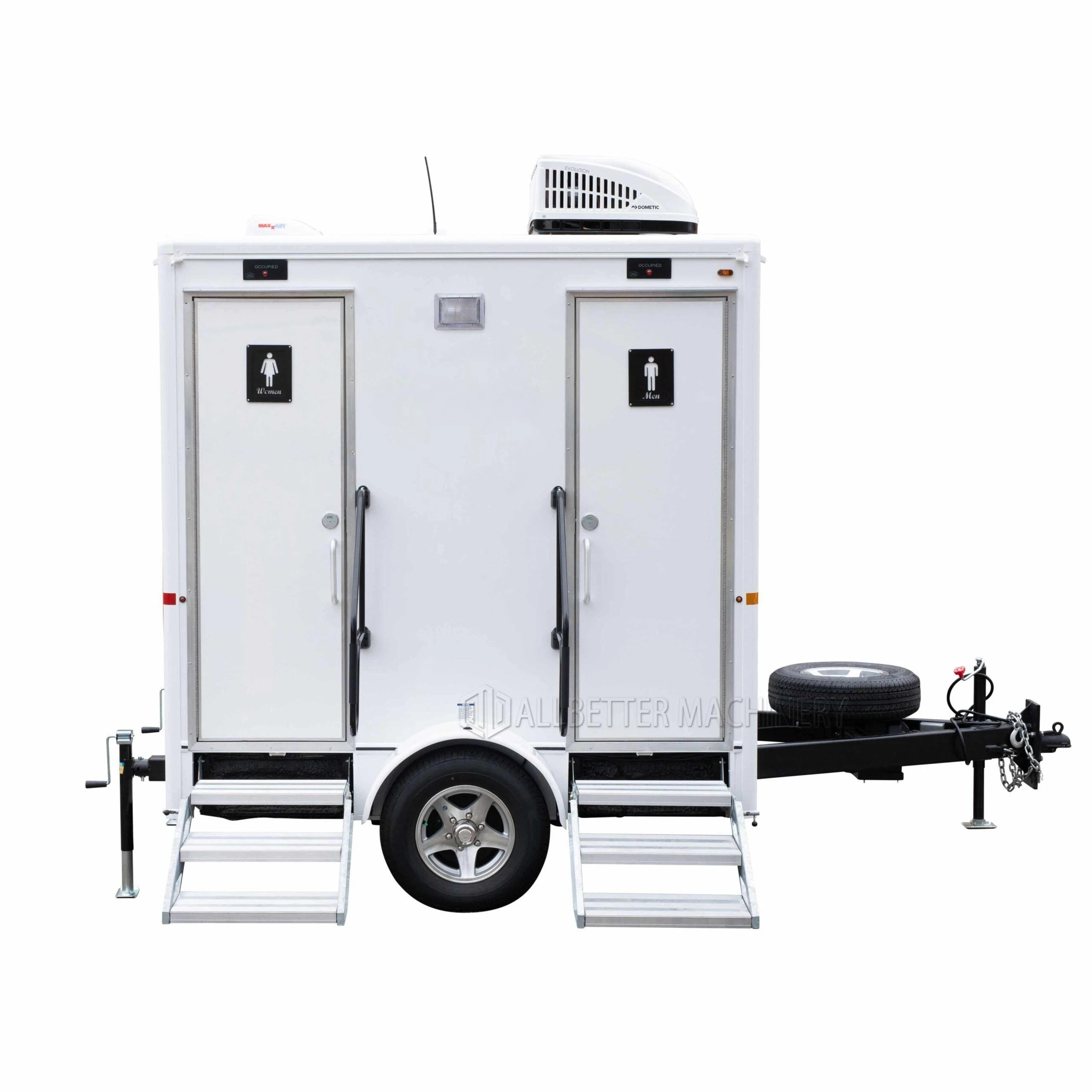 2 Stall Portable Toilet Trailer For Wedding And Events Air Shower Clean