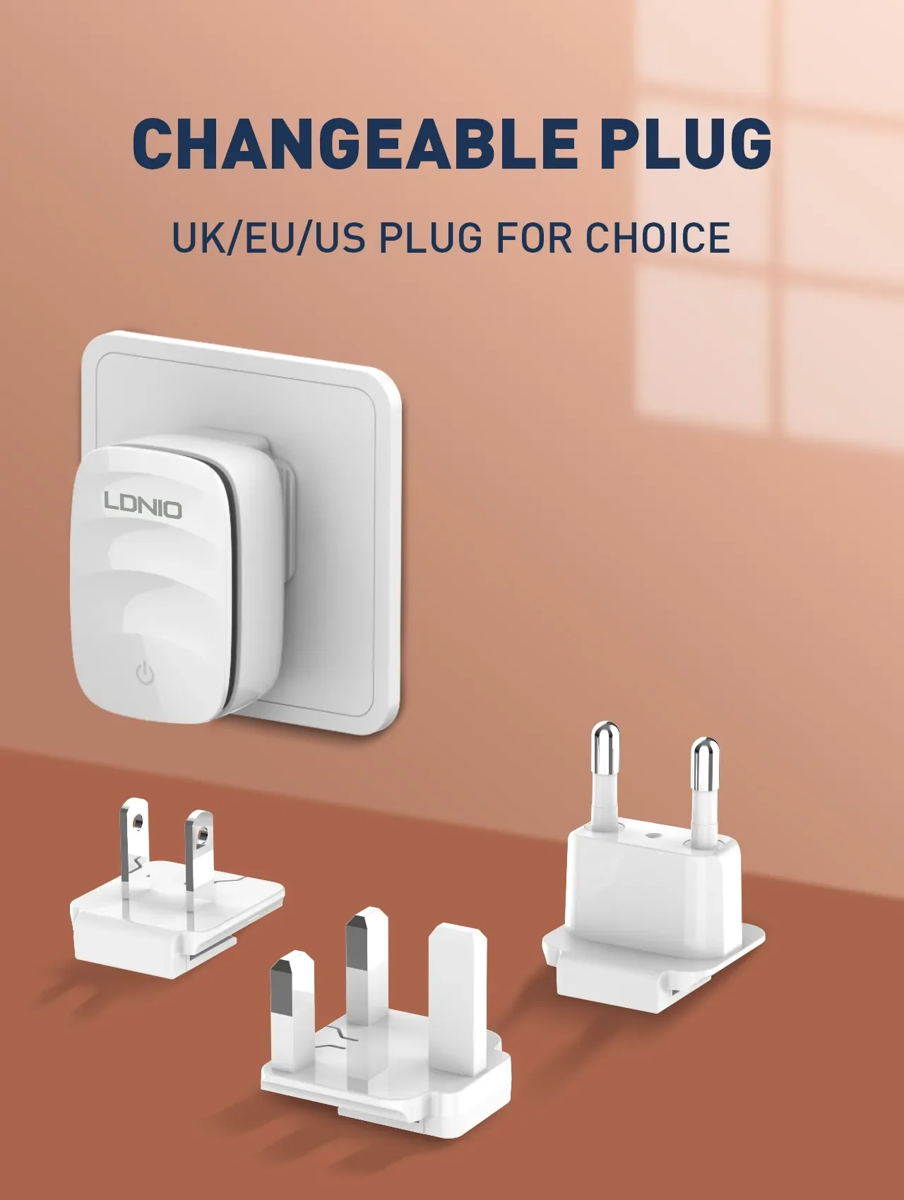 LDNIO A2425C TRAVEL CHARGER US EU UK PLUG 20W PD CHARGER WITH SOFT NIGHT LAMP