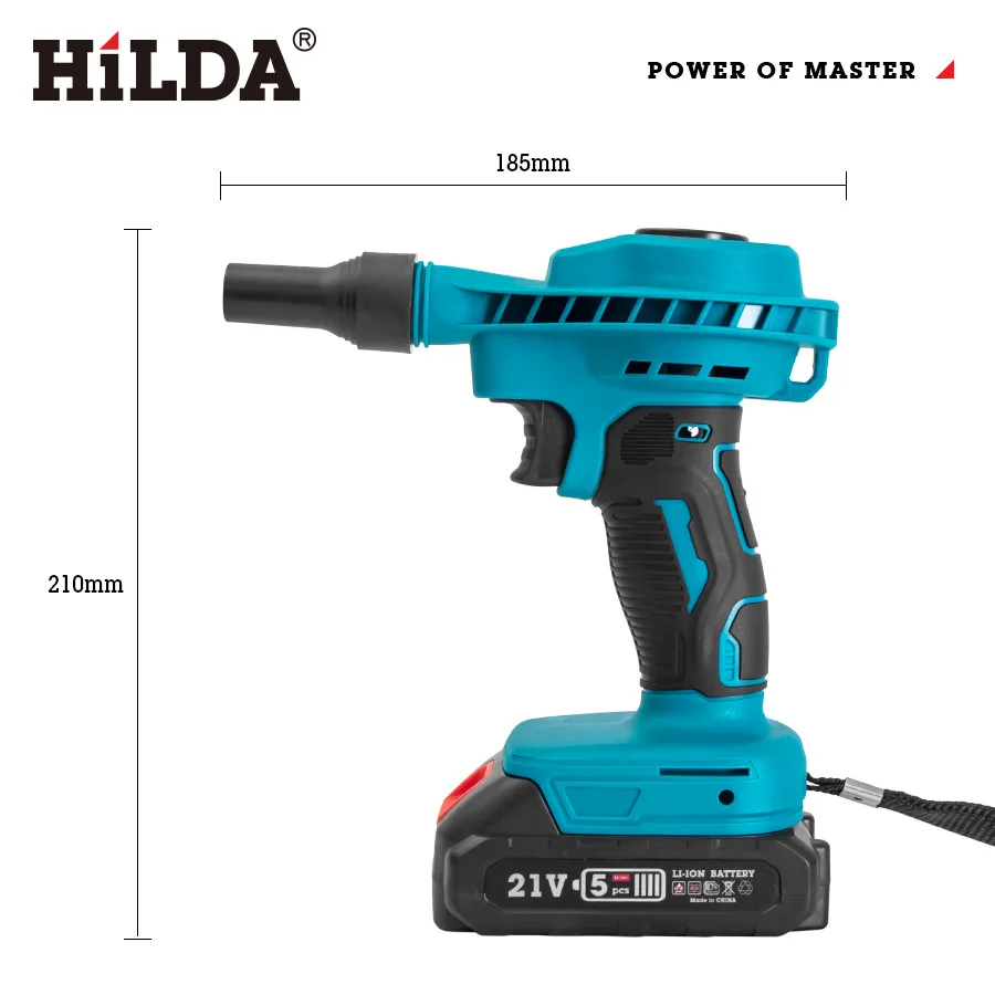 HILDA Penyedot Debu udara tanpa kabel, peniup angin tanpa kabel, fungsi  ganda, penyedot debu, Inflator bersih vakum, baterai isi ulang 18V