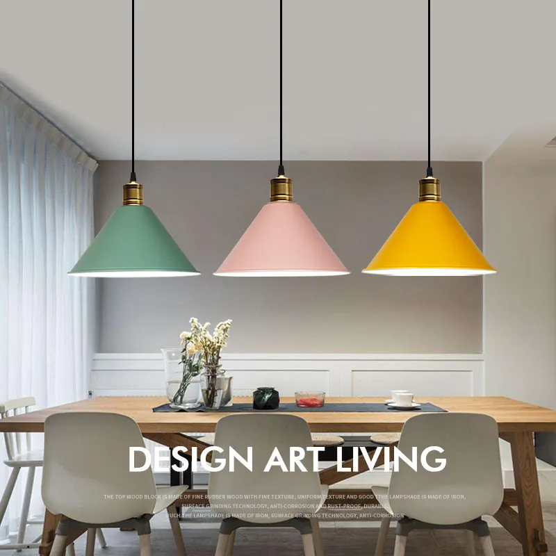 Nordisch inspirierte Einzel-Leuchte mit Pendel, macaronfarbener Aluminium-Fischschnur-Kronleuchter für Bar oder Restaurant, schlichte Fischschnur-Optik