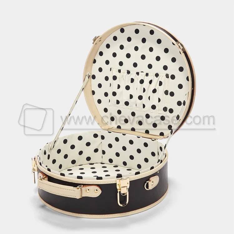 Source High Quality Leather Handheld Case Vintage Round Luxury Travel Hat  Box on m.