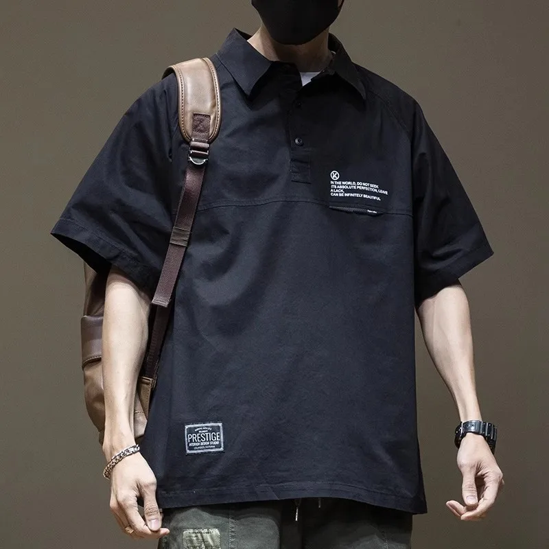 Summer Overalls Shirt Men's Polo Shirt Loose Large Size Men's Shirt 2025 Autumn Short-sleeved T-shirt Casual Top