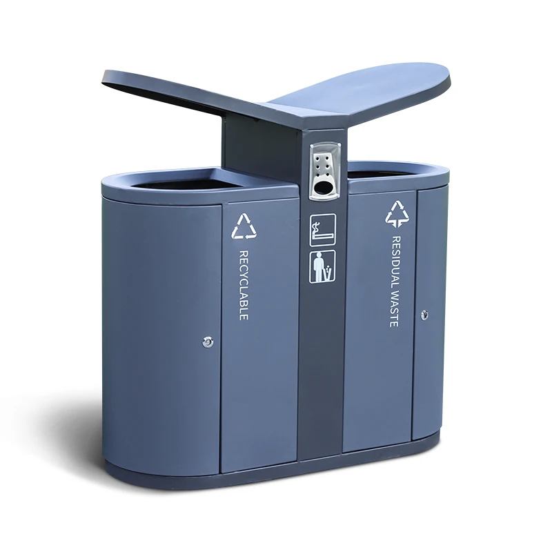 Steel dual 2 classified trash can garbage bins for sale