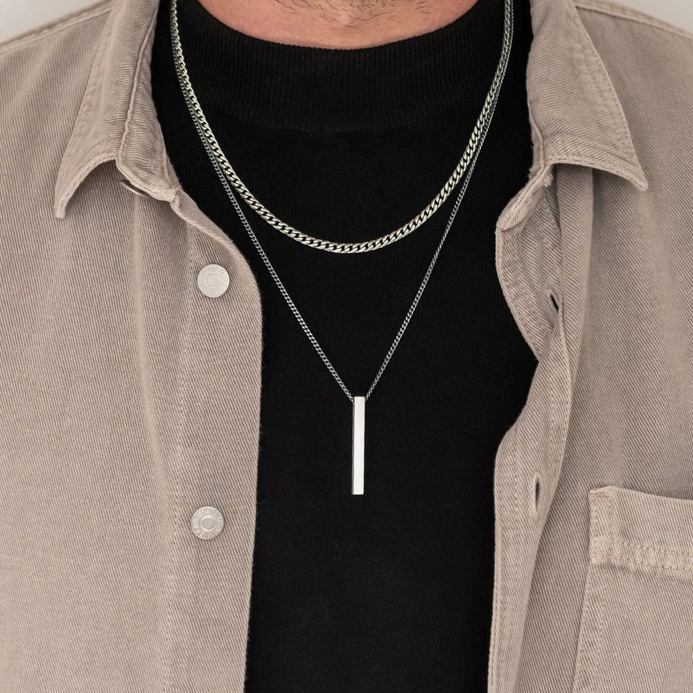 Men's Personalized Necklace - Men's Engraved Necklace - Customized Men  Necklace