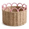 Natural Beige With Pink Scallop Trim