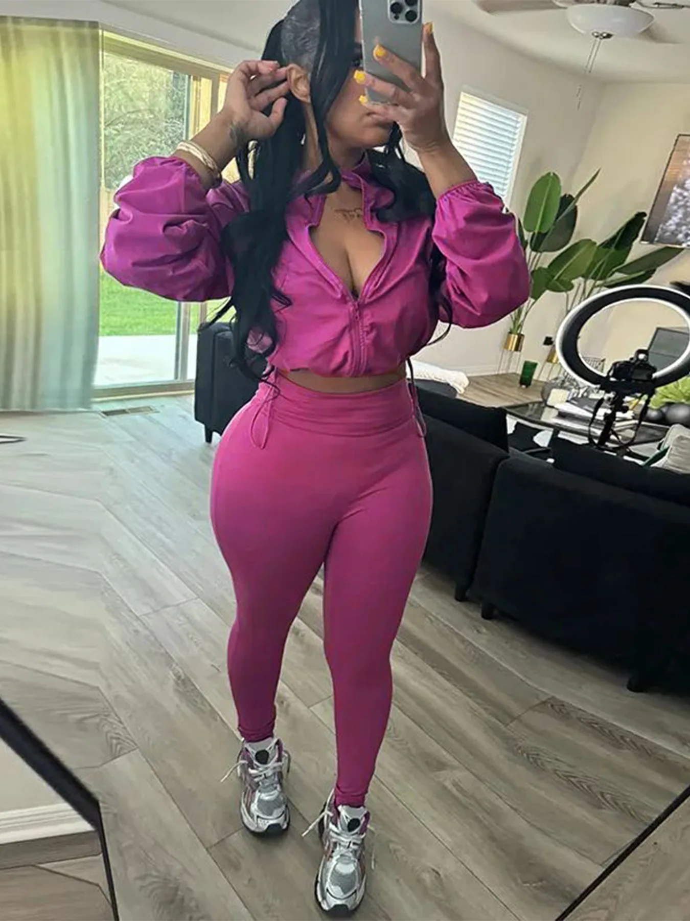 Pink Designer Womens Sweat Suits Women's Spring Tracksuit Set