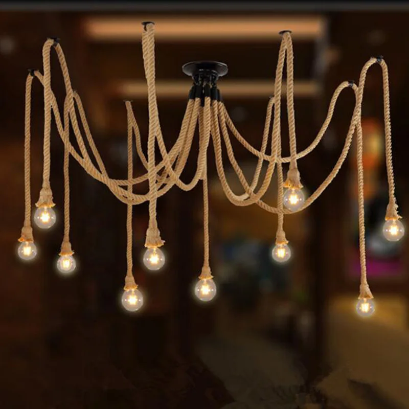 Лидер продаж промышленная люстра с шестью десятью головками Подвесная лампа креативный Ресторан Бар магазин светодиодная на веревке