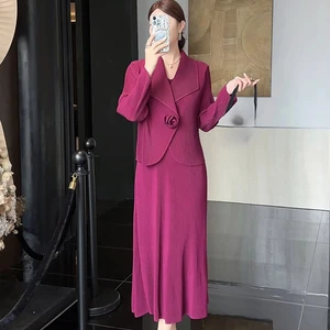 Miyake Pleated Suit Manufacturer Offers Wholesale Unlined Plus-size Dresses Paired with Stylish Small Jackets