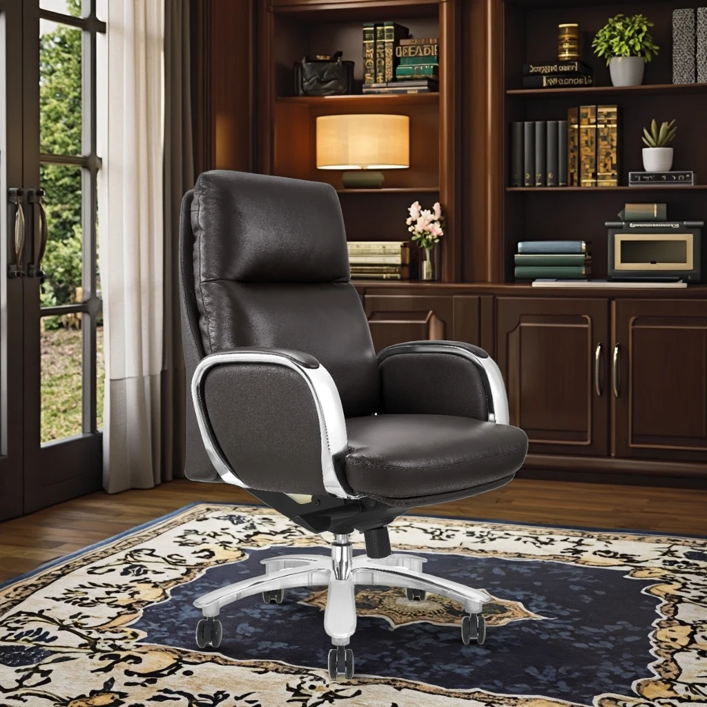 Luxury Managers Office Chair Memory Foam Padding Tilt Lock System Breathable Leather 3