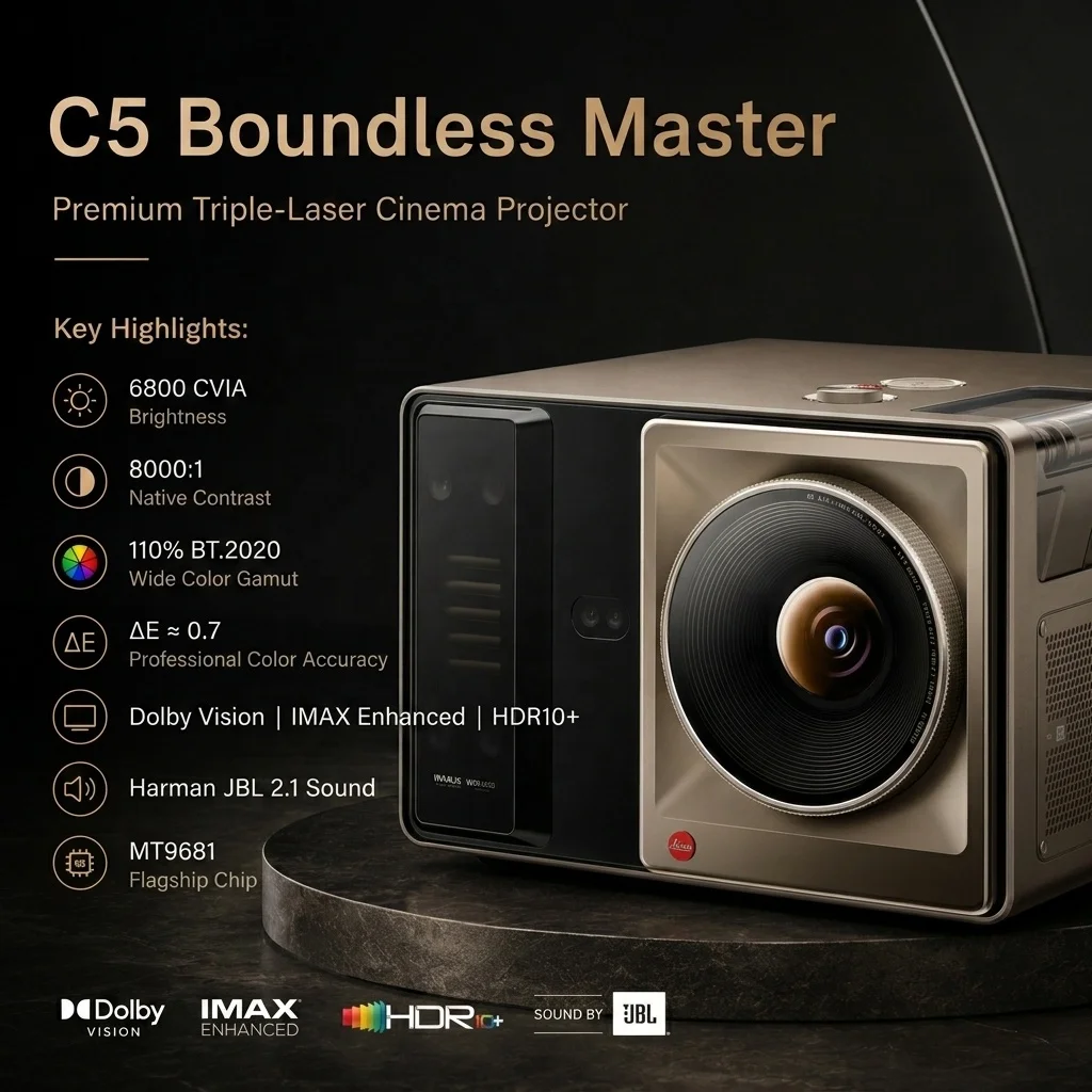 Hisense Boundless C5 Master 6800 CVIA Tri-Color Laser Projector 