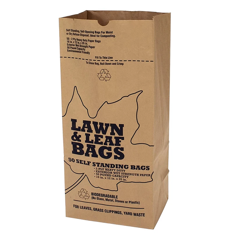 Custom Recyclable Leaf Lawn Paper Kraft Paper Bags For Gardening Waste,Leaves