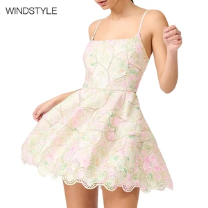 Summer New Fashion Slim Sling Skirt Sweet Wind High-Grade Floral Printing Breathable Woven Casual Style for Club Occasions