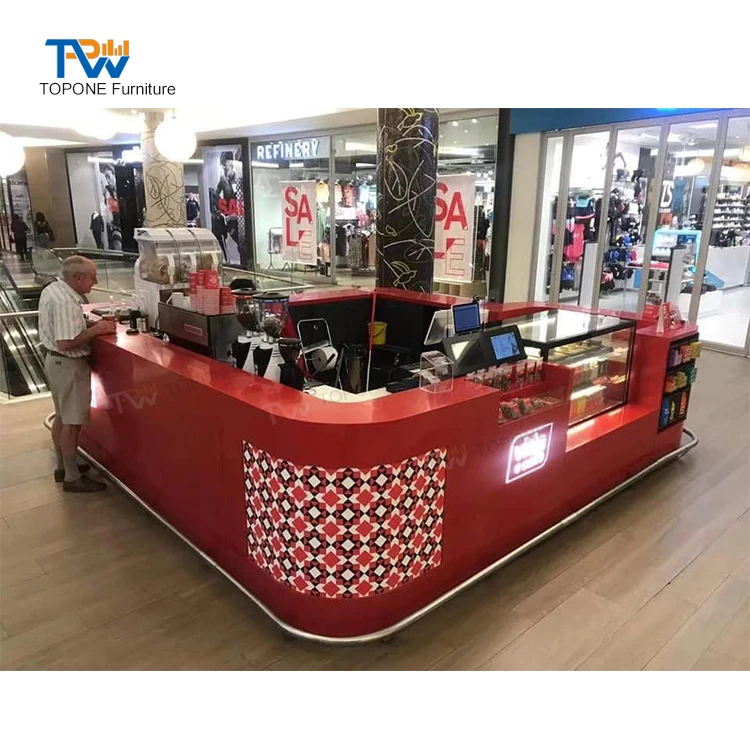 ガラスディスプレイ付き木製デザインコーヒーバーカウンターレストラン