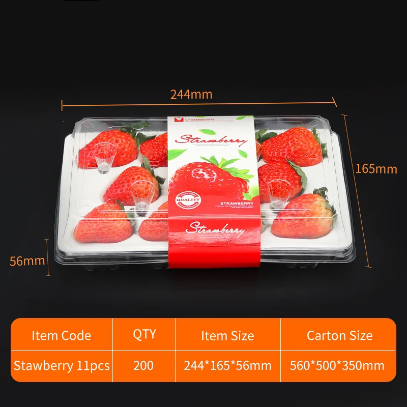 Transparent Plastic Strawberry Box With Foam 500g 300g Eco Recyclable ...