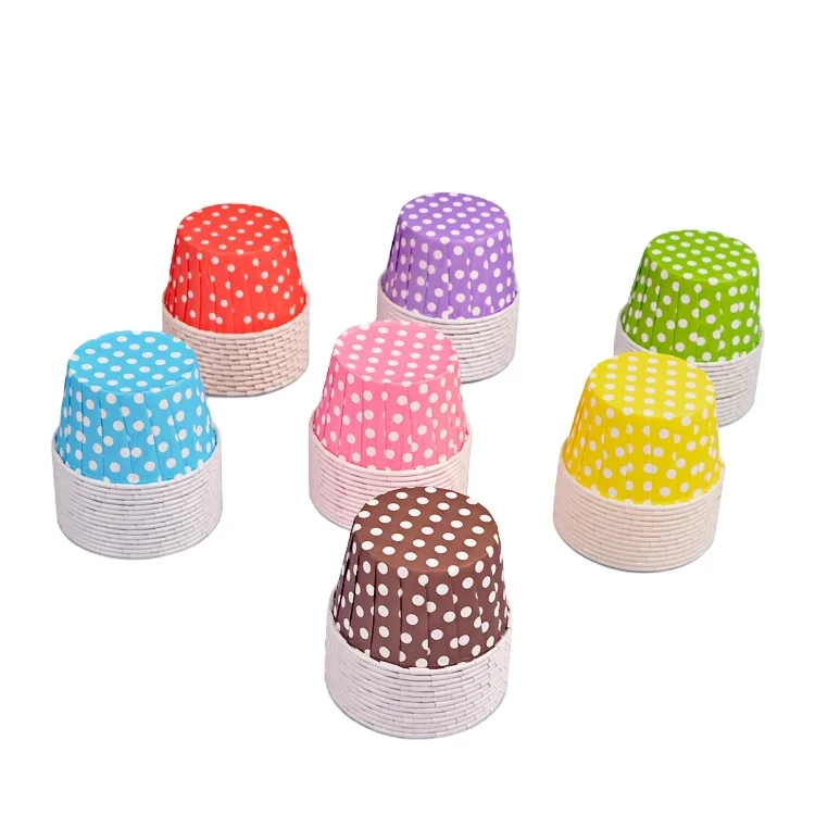 Beigu Disposable Mini Muffin Baking Paper Cake Wrappers Cups Colorful Dots Birthday Party Cupcake Liner Cake Tools
