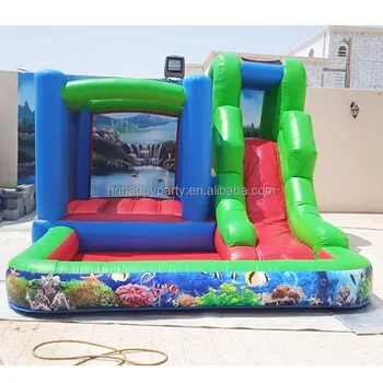 Moonwalk blow up commercial inflatable bounce house combo with wet dry waterslide for party