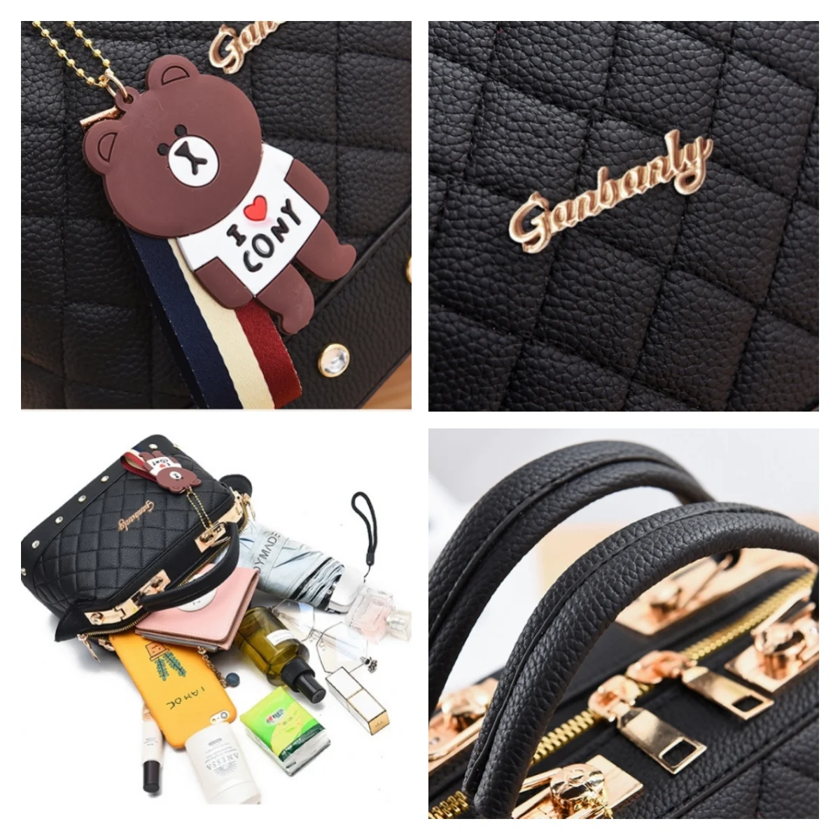 Fashion Handbag Stylish Messenger Bags Boston Shoulder Bag For Women Pu Crossbody Bag Diamond