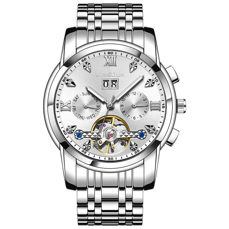 KIMSDUN 2021 Business Watch Men Automatic Luminous Clock Men Tourbillon Waterproof Mechanical Watch Top Brand Relogio Masculino