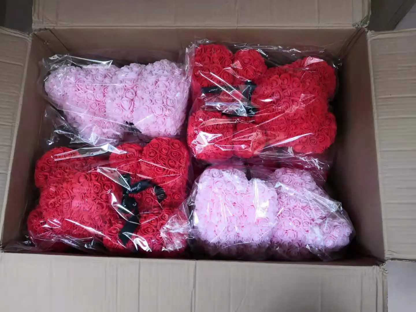 Customized Rainbow Rose Bears Top Quality Flower Teddy Bear Mix Color