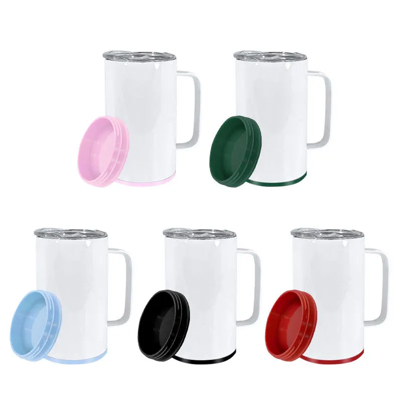 Gobelet isotherme à double paroi en acier inoxydable de 414 ml (14 oz) avec poignée, impression par sublimation._voghion.com
