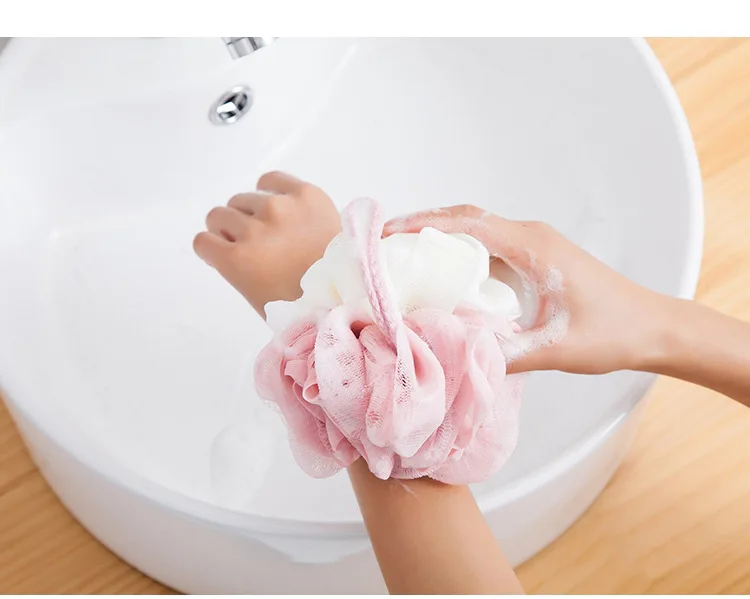 Double color flower large color rub back bath ball Bath flower home bath ball supplier