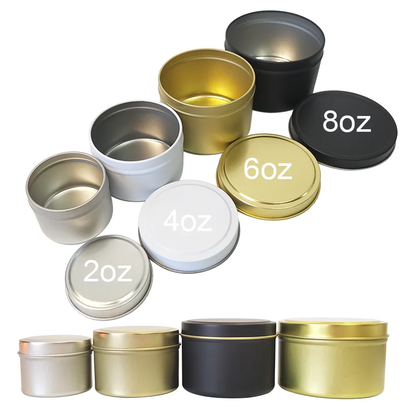 Wholesale Tin Can 2oz 4oz 6oz 8oz Rose Gold Black Round Candy Gift Box Metal Storage Container Empty Candle Tin Can manufacture