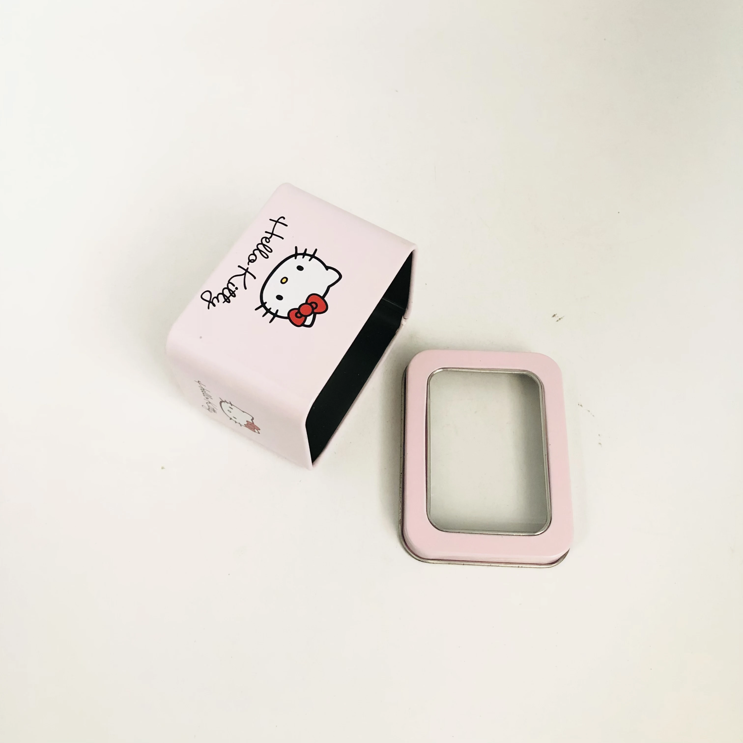 Factory Hot Selling Rectangular Hello Kitty Food Grade Custom Tin Box Packaging Storage Metal Can With Window