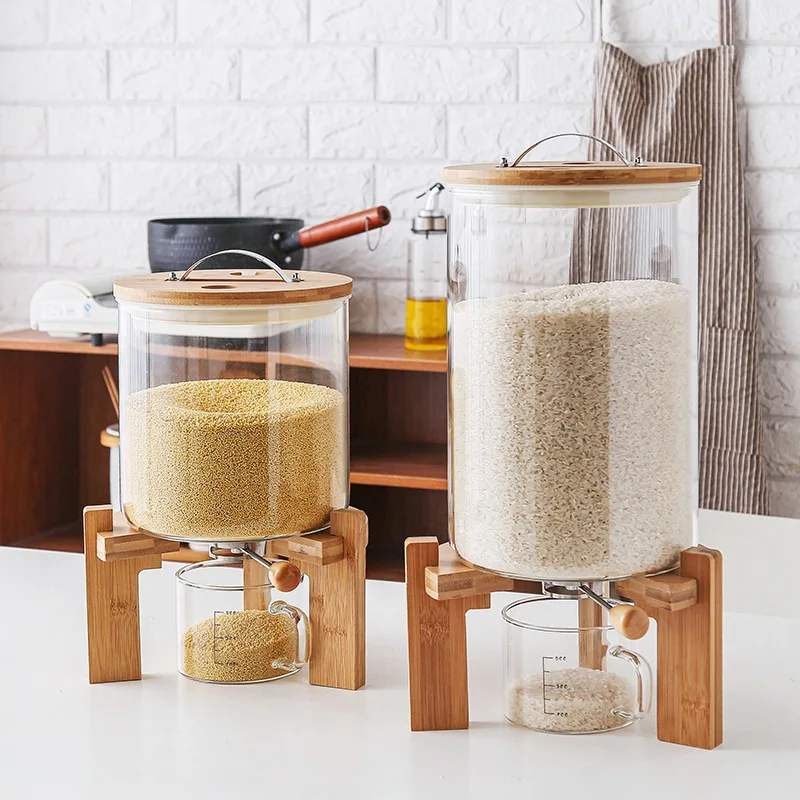 Large High Borosilicate Handmade Kitchen Rice Glass Storage Container ...