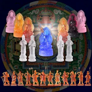 SAINT-VIEW Art Crystal Liuli Medicine Mandala Buddha Full Set for Buddhism Temple Religious