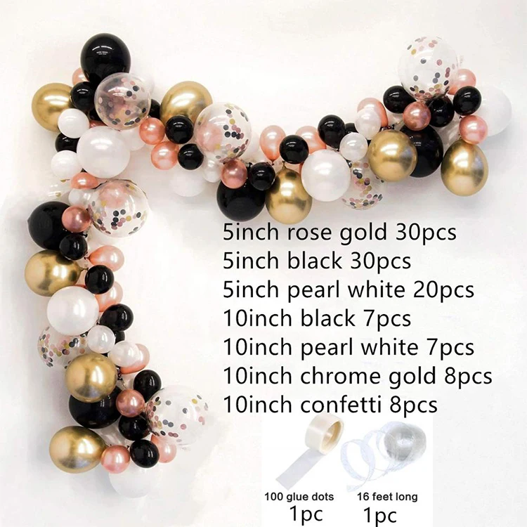 украшения на роджественскую вечеринку 112 шт шаров гирлянды Арка комплект 16 дюймов розового цвета белого золота