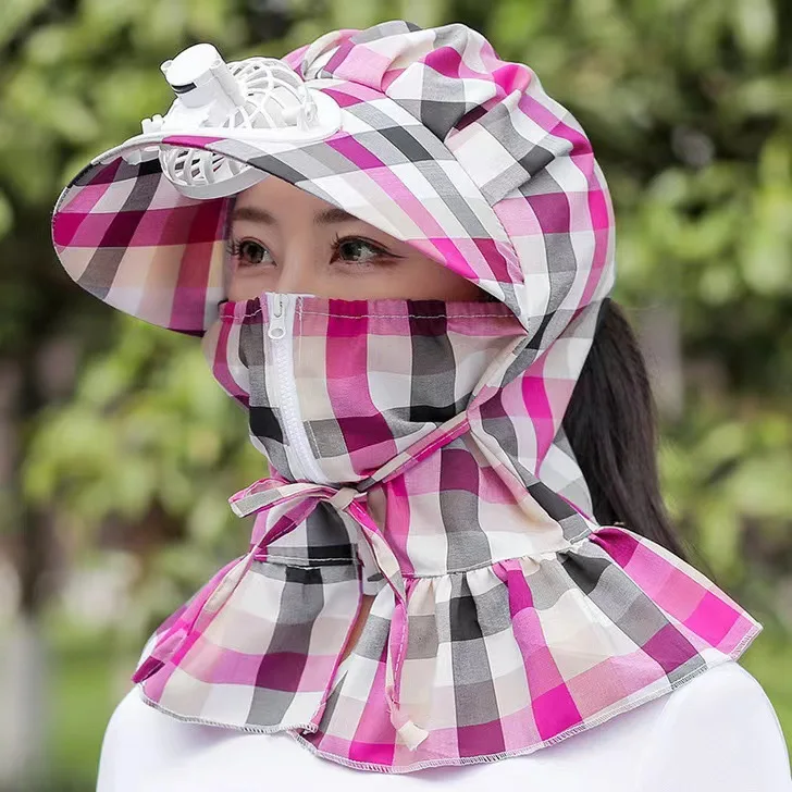 Летний новый дизайн, шапка-вентилятор на молнии для женщин, Защитная УФ-защита для лица, наружный охлаждающий перезаряжаемый вентилятор, солнцезащитный козырек