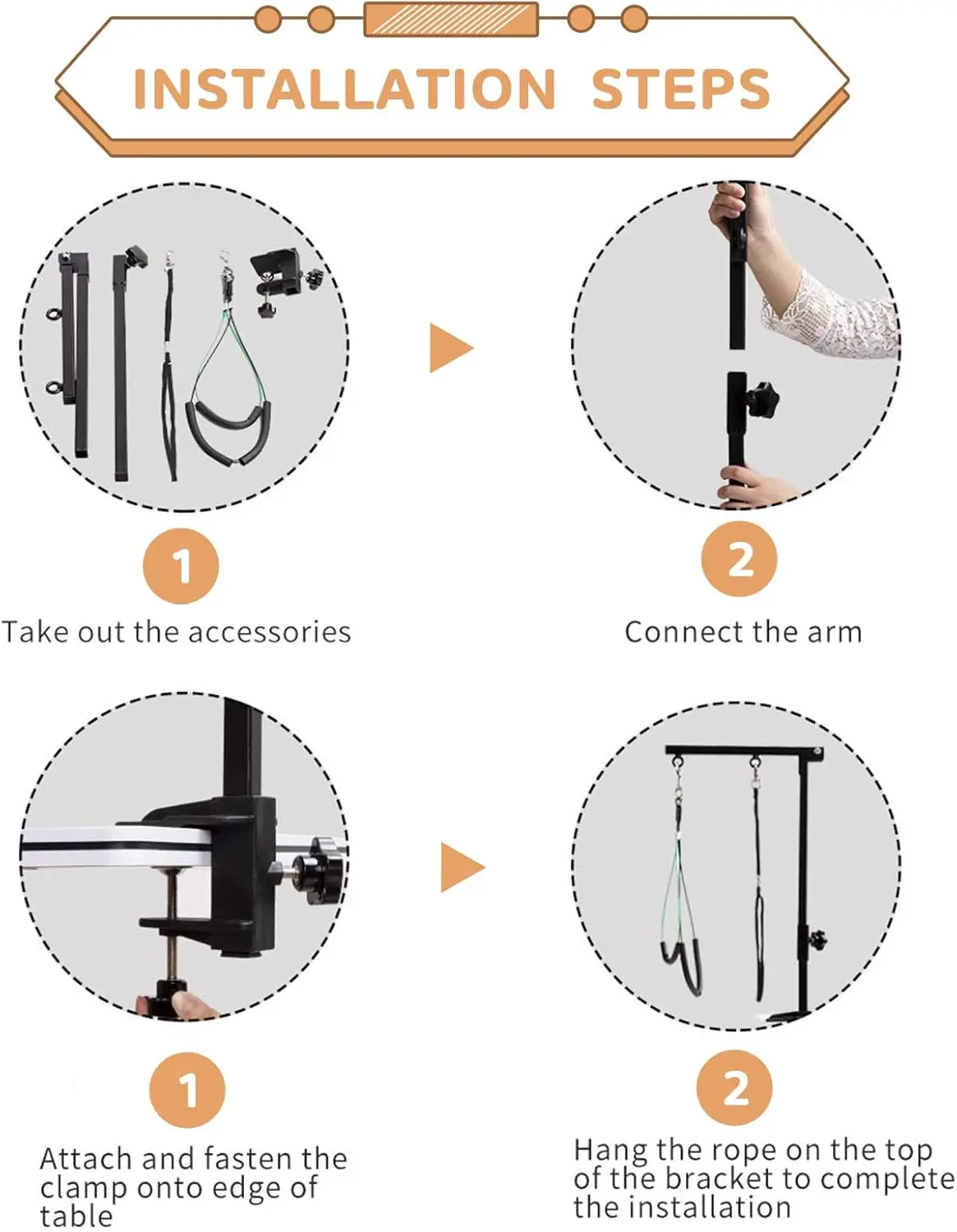 Pet Grooming Table Arm with Clamp and Post Loop Noose Pet Shop No Sit Haunch Holder Grooming Restraint for Small Medium Dogs