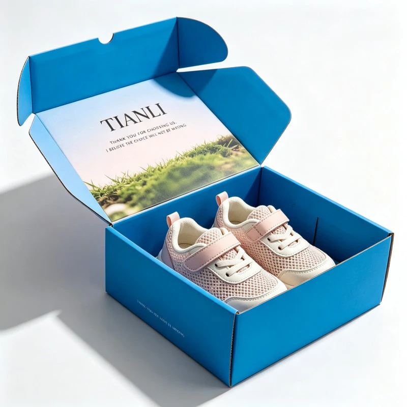 Scatole per scarpe da bambino pieghevoli in cartone ondulato all'ingrosso, scatole postali personalizzate per scarpe regalo, abbigliamento per bambini e spedizioni