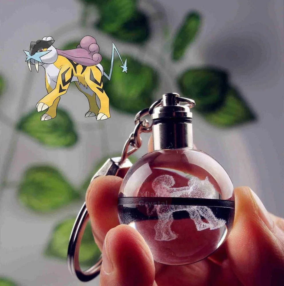 Pokemon Pokeball Keychain - Crystal with LED Light
